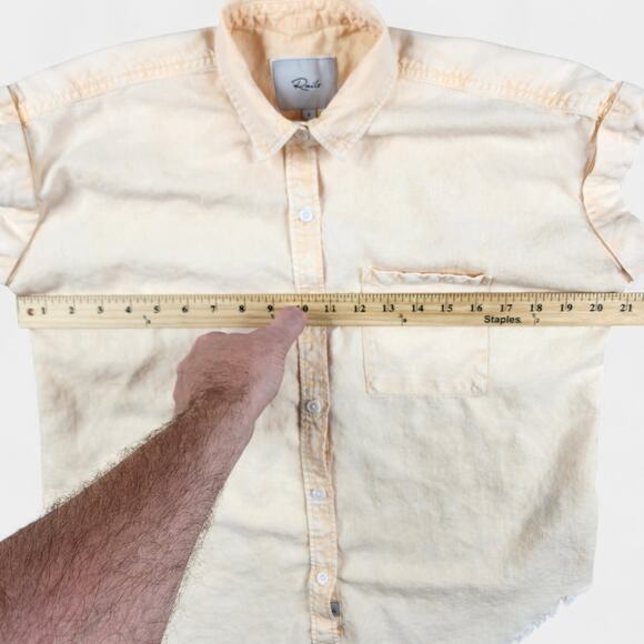 Rails Lex Shirt Women's Small Peach Acid Wash Cuffed Sleeve Linen Blend - Picture 9 of 13
